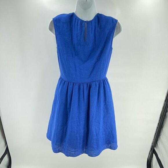 J crew Women's Linen Blue Side Zip Mini Dress Size 2 - Picture 9 of 12